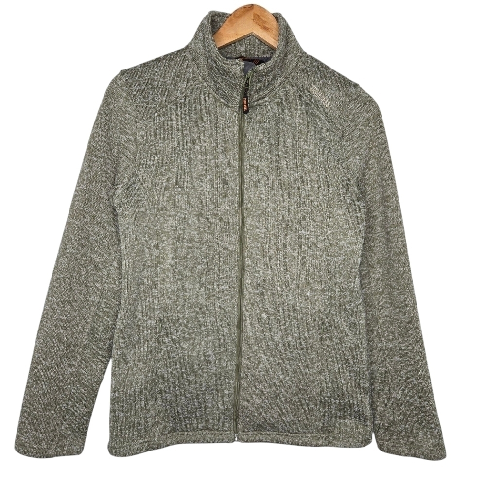 Trailcrest Womens Heather Green Sweater Fleece Knit Full Zip Jacket Size Medium